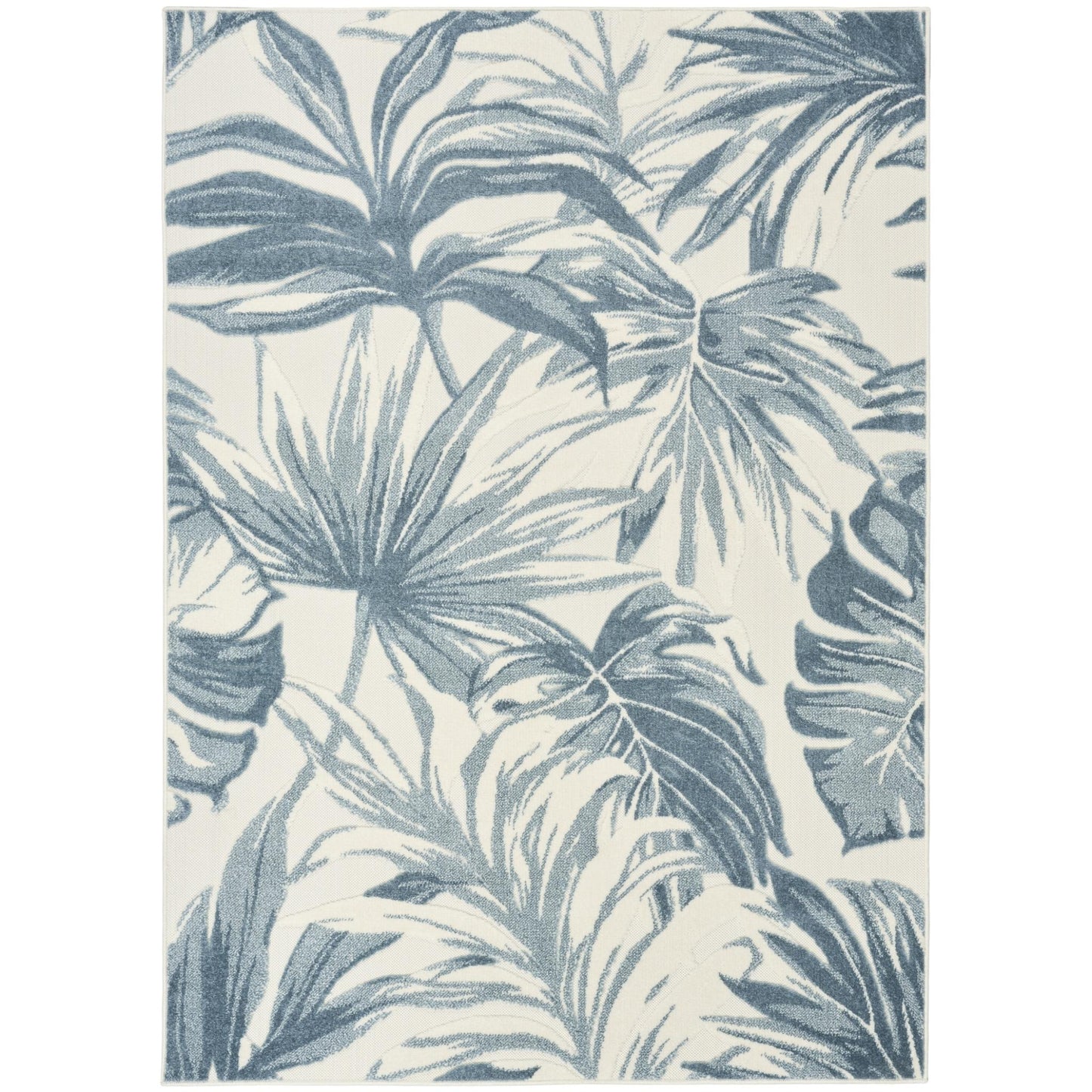 Aloha ALH43 Tropical Floral Ivory Blue Indoor & Outdoor Area Rug