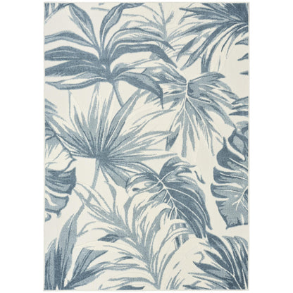 Aloha ALH43 Tropical Floral Ivory Blue Indoor & Outdoor Area Rug