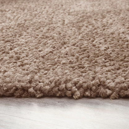 Origins Portland Modern Plain High Pile Super Soft Fluffy Shaggy Rug in Natural Brown