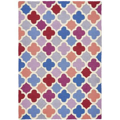 Origins Modern Trellis 3D Hand Tufted Wool Geometric Rug in  Multi Colours Medium 120x170 cm (4'x5'6")
