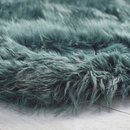 Genuine Sheepskin Animal Fur Soft Wool Shaggy Adobe Forest Green Rug