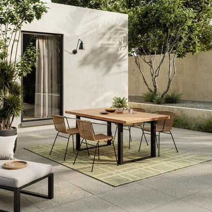 Horizon Grid HOZ04 Modern Geometric Patio Green Indoor & Outdoor Flatweave Rug