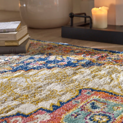 Origins Granada Traditional Bordered Rug & Hallway Runner in Amber