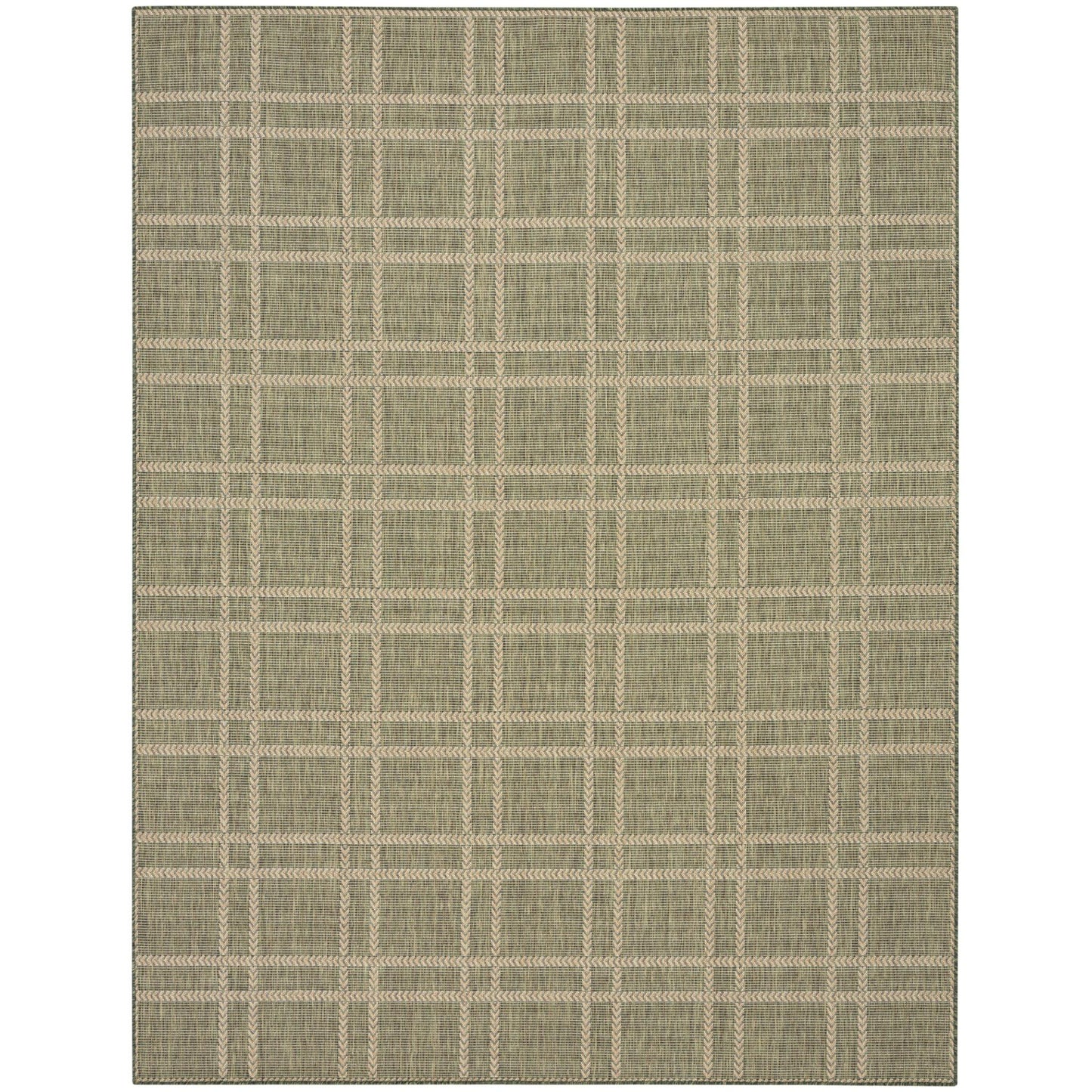 Horizon Grid HOZ04 Modern Geometric Patio Green Indoor & Outdoor Flatweave Rug