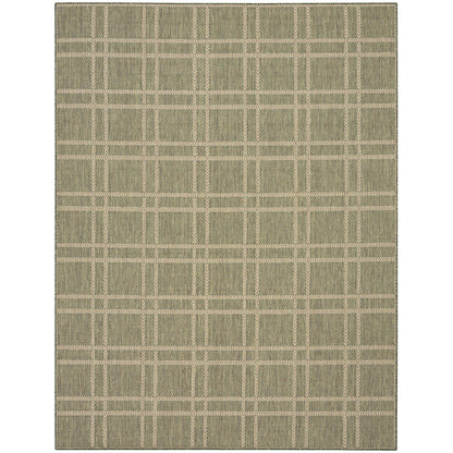 Horizon Grid HOZ04 Modern Geometric Patio Green Indoor & Outdoor Flatweave Rug