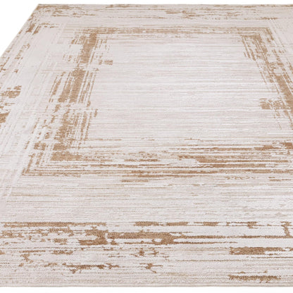 Anders AN05 Beige Natural – Bordered Abstract Shimmer and Timeless Boho Elegance