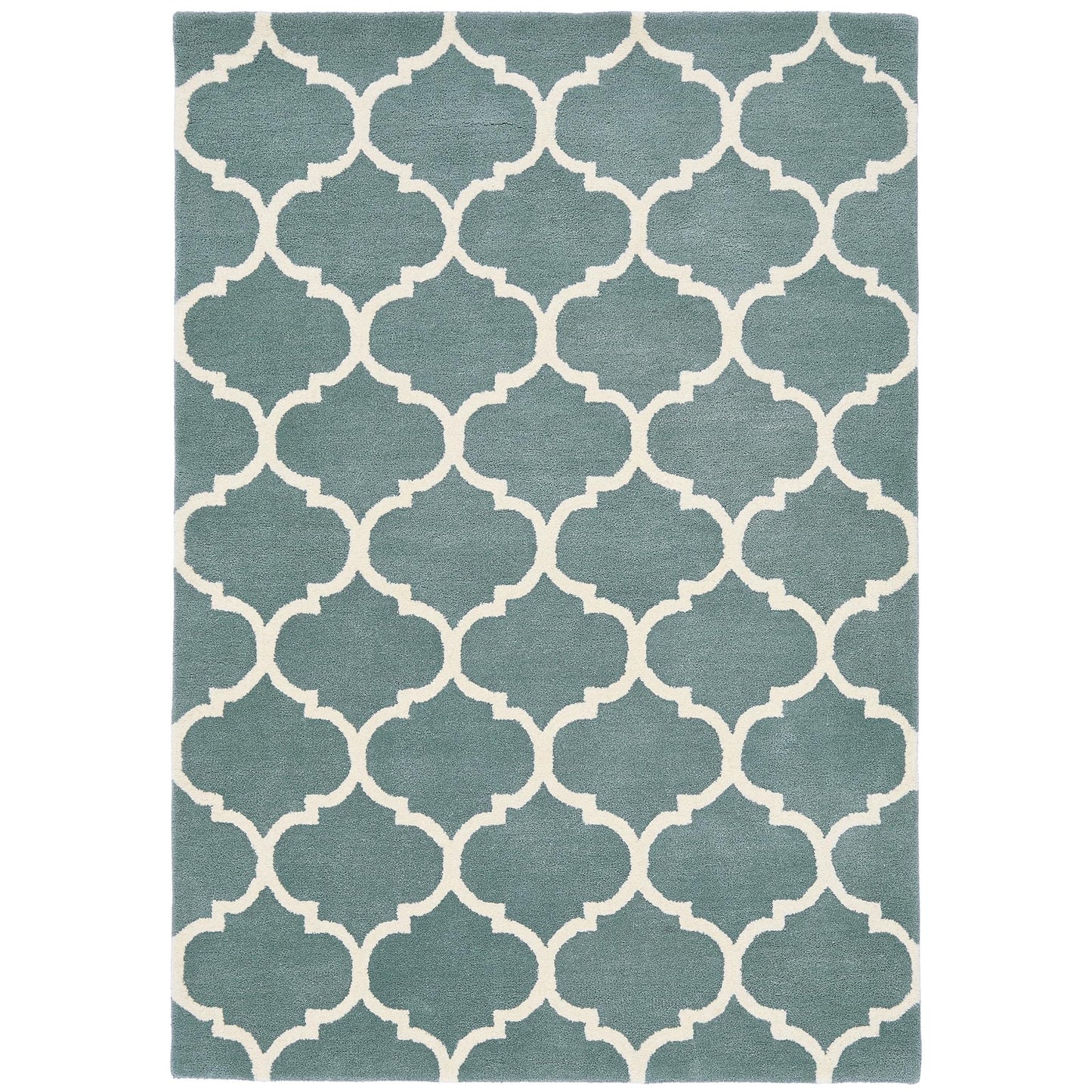 Albany Ogee Duck Egg Moroccan Trellis Hand Tufted Wool Rug
