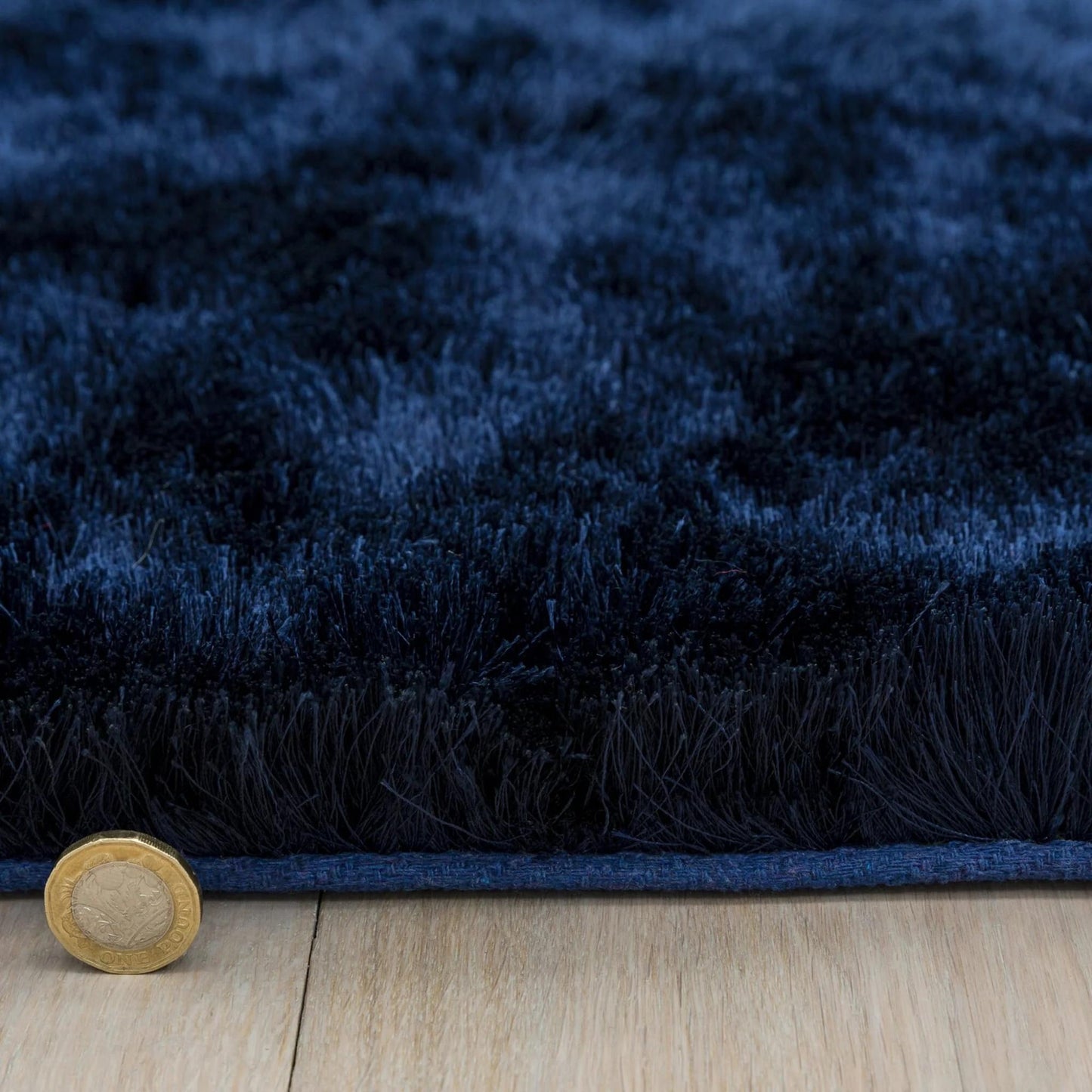 Whisper Shaggy Rug Silky Shiny Soft High Pile Plush Rug in Navy Blue – Luxurious Comfort & Shine