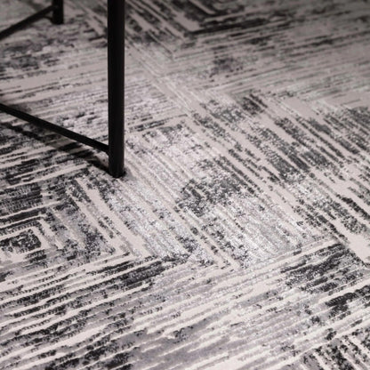 Kuza Portrait Rug – Grey–  Elegant Textured High-Low Pile Carpet
