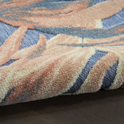 Aloha ALH43 Tropical Botanical Rose Blue Indoor & Outdoor Area Rug
