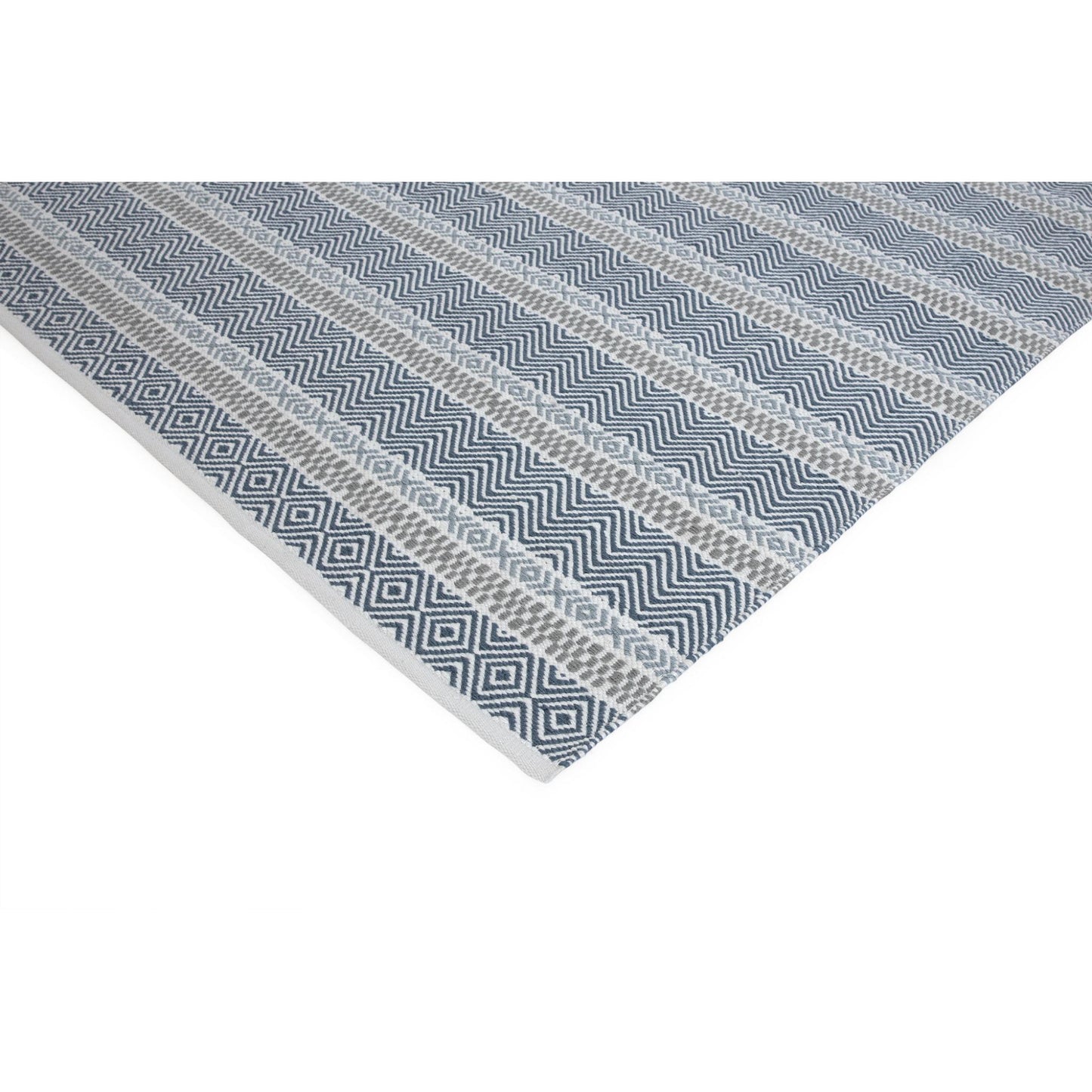 Boardwalk Reversible Eco-Friendly Blue Multi Striped Indoor & Outdoor Area Rug