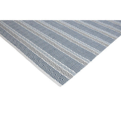 Boardwalk Reversible Eco-Friendly Blue Multi Striped Indoor & Outdoor Area Rug