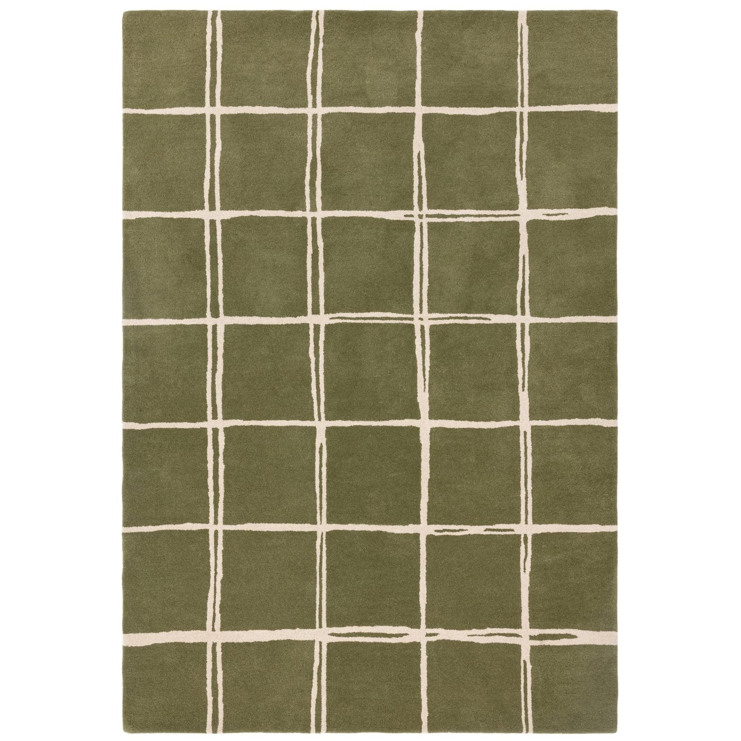 Albany Grid Olive Green – Bold Geometric Intrigue and Natural Wool Luxury
