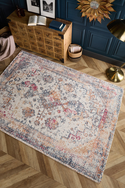 Origins Vogue Teppich im traditionellen Vintage-Look in Marineblau-Rost