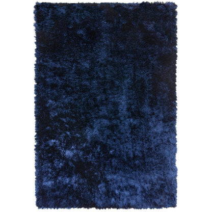 Whisper Shaggy Rug Silky Shiny Soft High Pile Plush Rug in Navy Blue – Luxurious Comfort & Shine