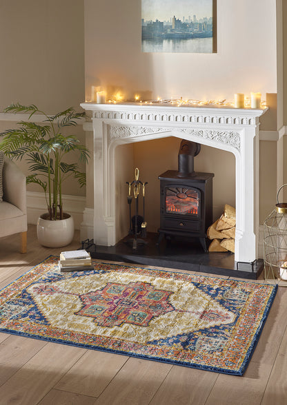 Origins Granada Traditional Bordered Rug & Hallway Runner in Amber
