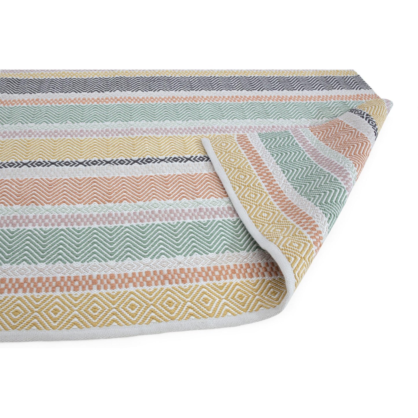Boardwalk Reversible Eco-Friendly Pastel Multi Colours Striped Indoor & Outdoor Area Rug