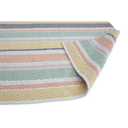Boardwalk Reversible Eco-Friendly Pastel Multi Colours Striped Indoor & Outdoor Area Rug