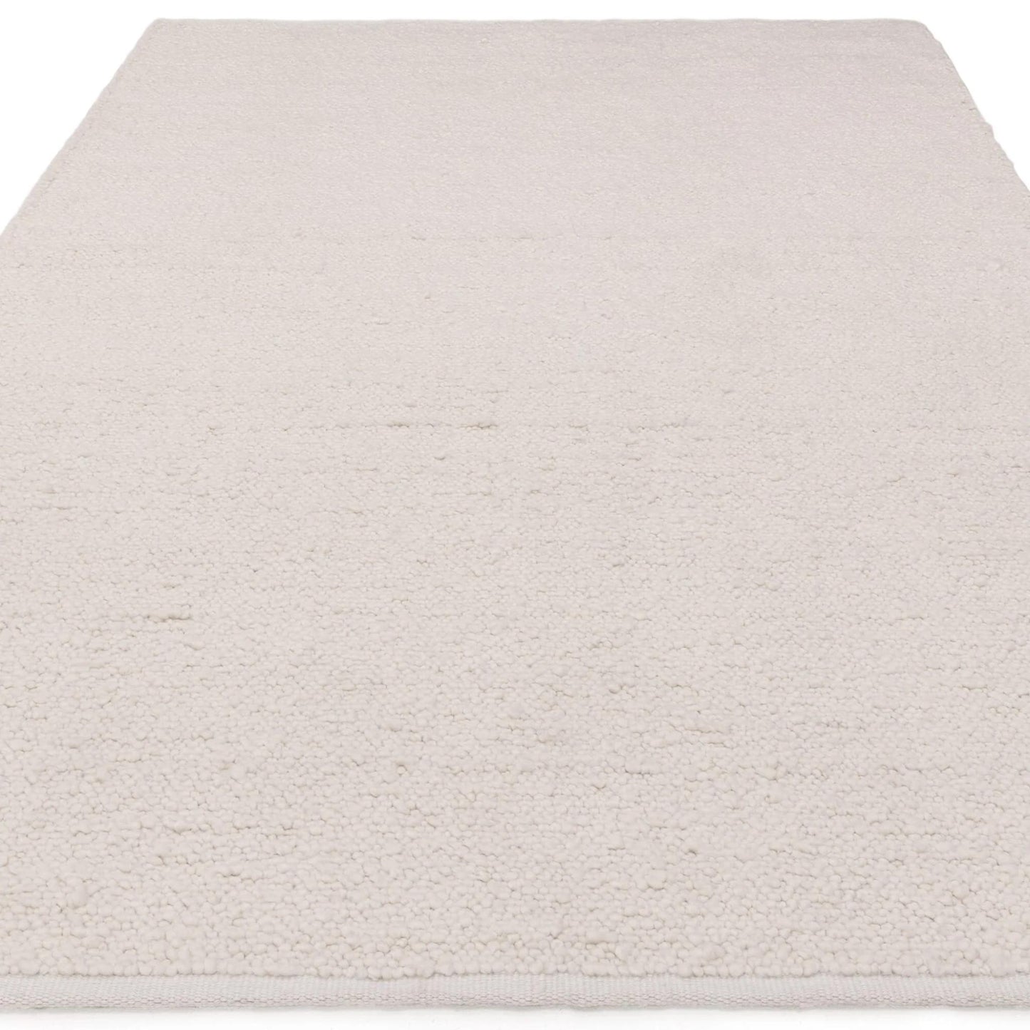 Abbus Boucle Ivory Modern Plain Rug – Hand Woven Soft Texture