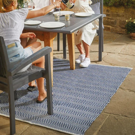 Hug Rug Recycled Washable Rug – Navy Blue – Indoor Outdoor Reversible Herringbone Rug
