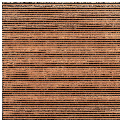 Kuza Plain Stripe Soft Silky Velvety Modern Rug in Terracotta