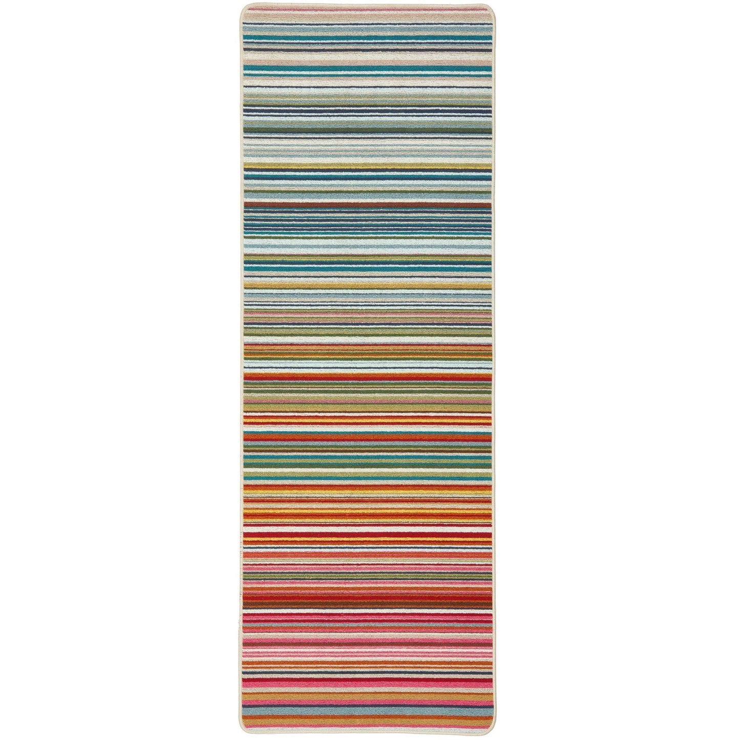 Waschbarer Läuferteppich für Eingangsbereich, Hauseingang, Küche, Flurtür – Gestreift, Regenbogenfarben, Mehrfarbig