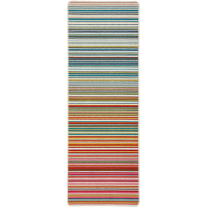 Waschbarer Läuferteppich für Eingangsbereich, Hauseingang, Küche, Flurtür – Gestreift, Regenbogenfarben, Mehrfarbig