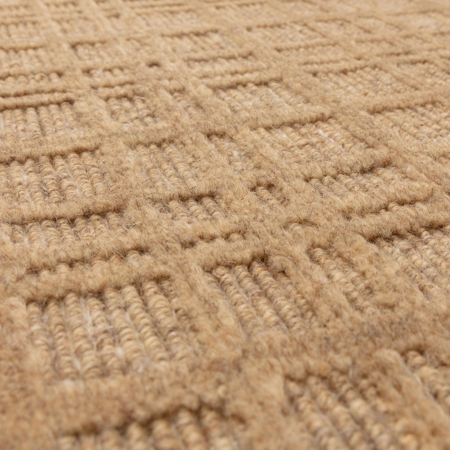 Thatch Honey Beige Handwoven Wool Rug – Neutral Checked Pattern in Undyed Wool Blend