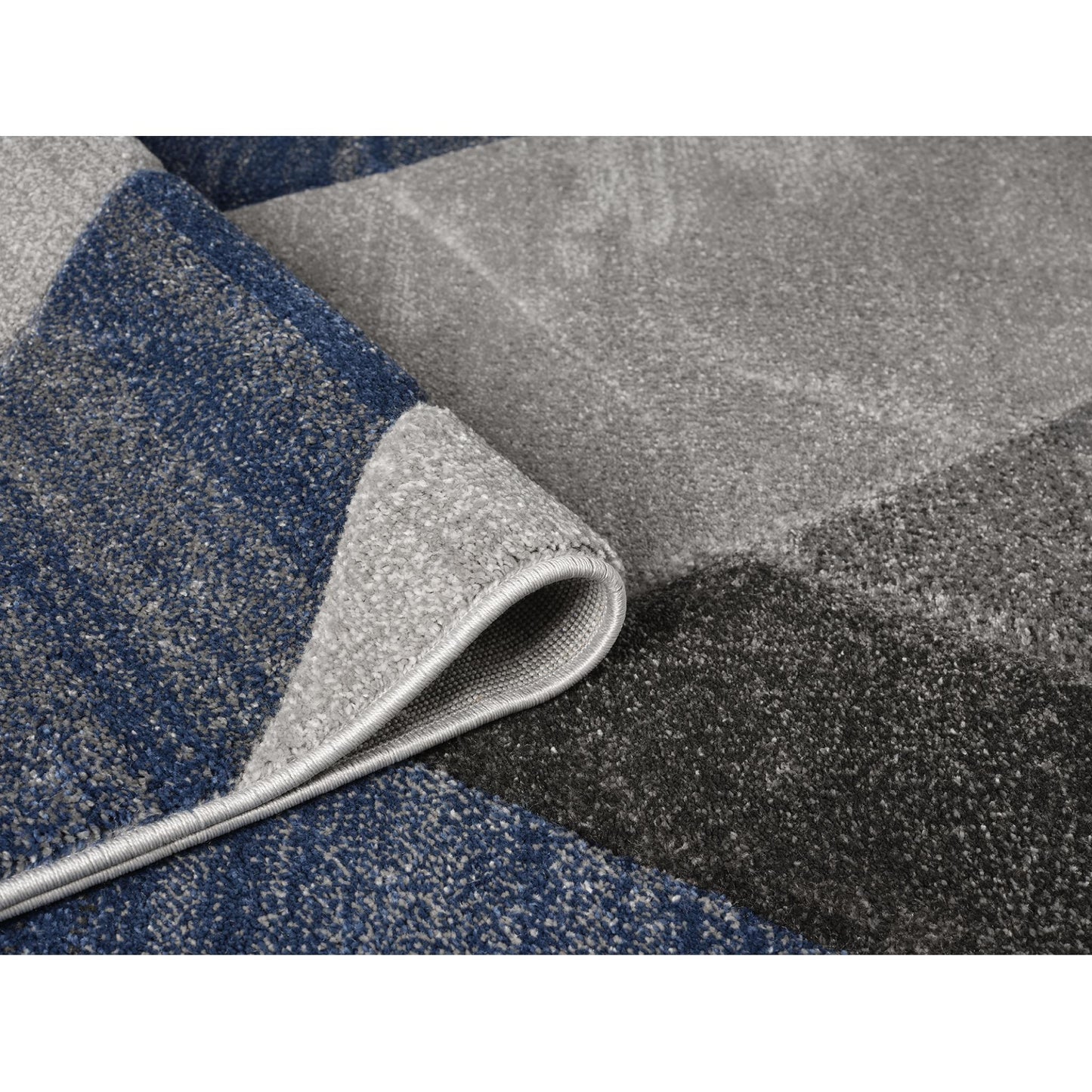 Orbit Artkis Geometric 3D Carved Grey Blue Rug – Modern Soft Textured Polyester Carpet for Living Room, Bedroom, and Hallway