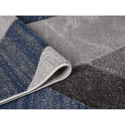 Orbit Artkis Geometric 3D Carved Grey Blue Rug – Modern Soft Textured Polyester Carpet for Living Room, Bedroom, and Hallway