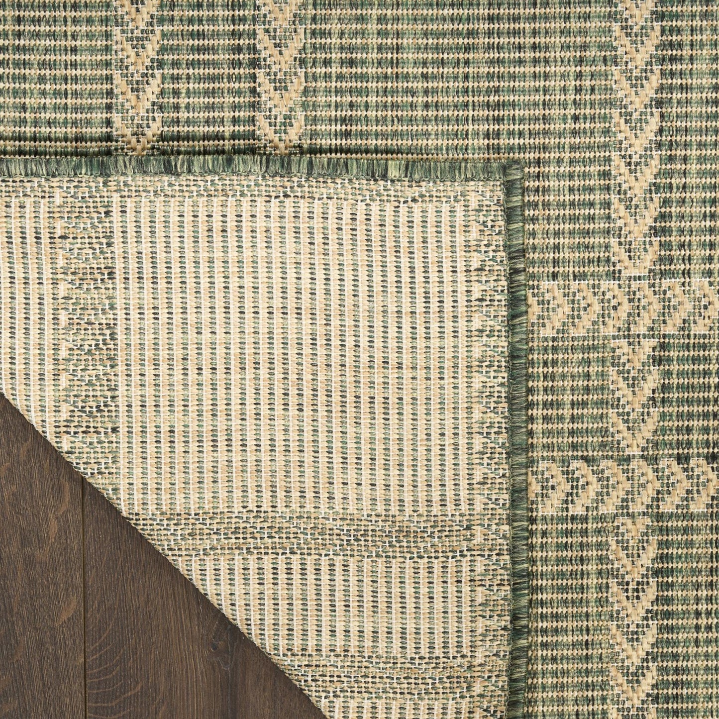 Horizon Grid HOZ04 Modern Geometric Patio Green Indoor & Outdoor Flatweave Rug