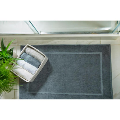 Hug Rug Bamboo Border Bath Mat Shower for Hotel and Bathroom Graphite Towel Mat in 50 x80 cm
