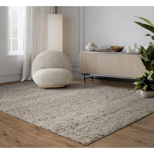 Adler Hand Woven Boucle Wool Silver Rug – Natural & Sustainable Luxury
