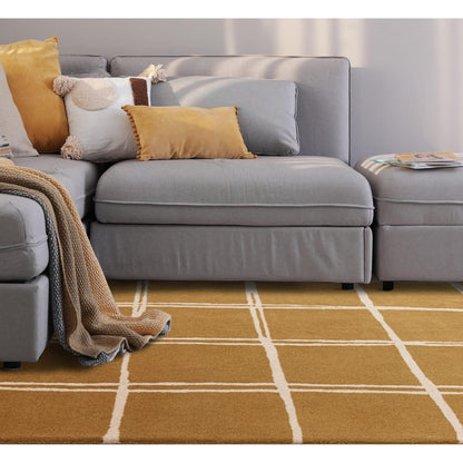 Albany Grid Gold – Bold Geometric Intrigue and Natural Wool Luxury