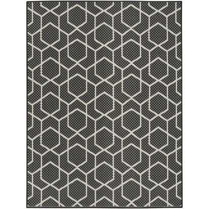 Horizon HOZ01 Modern Geometric Classic Trellis Black & Ivory Indoor & Outdoor Flatweave Rug