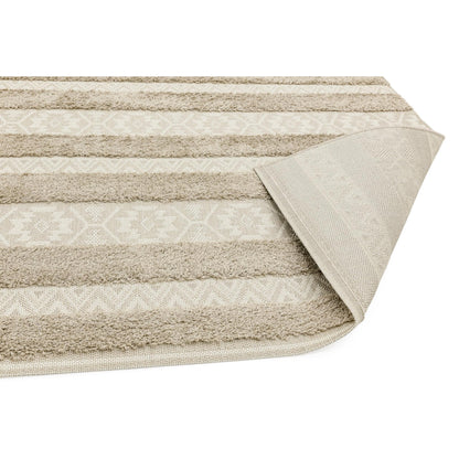 Monty MN04 Textured Geometric Striped Rug – Natural Cream Indoor & Outdoor Flatweave