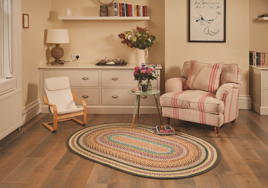Origins Jute Extra Colourful Oval Rug in Natural Multi 160x230 cm (5'3"x7'7")