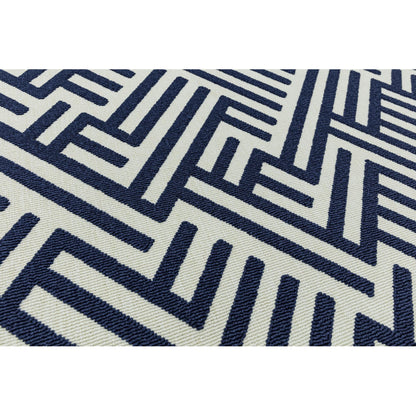 Antibes AN04 Contemporary Blue & White Linear Indoor-Outdoor Rug – Premium Geometric Flatweave