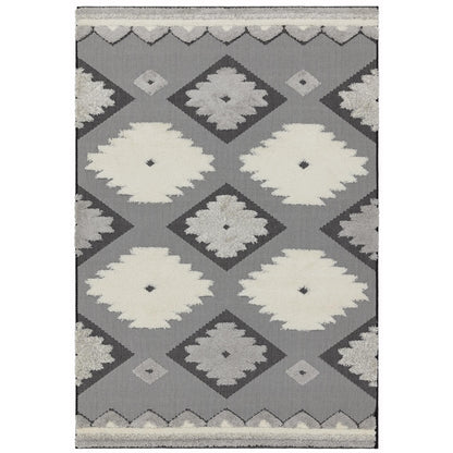 The Monty MN01 Tribal Diamond Flatweave – Premium Indoor & Outdoor Rug in Charcoal & Cream