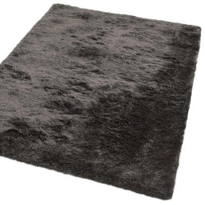 Whisper Shaggy Rug Silky Shiny Soft High Pile Plush Rug in Graphite – Luxurious Softness & Modern Shine