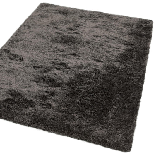 Whisper Shaggy Rug Silky Shiny Soft High Pile Plush Rug in Graphite – Luxurious Softness & Modern Shine
