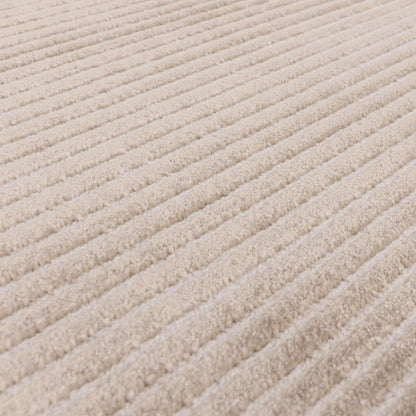 Kuza Plain Stripe Soft Silky Velvety Modern Rug in Beige