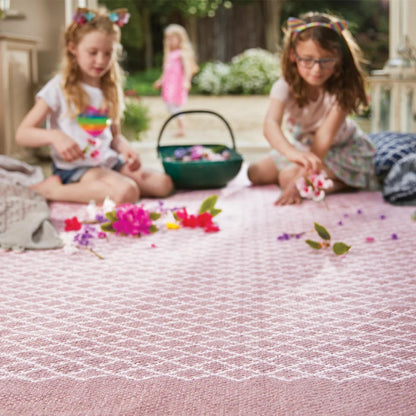Hug Rug Woven Trellis Washable Indoor Outdoor Rose