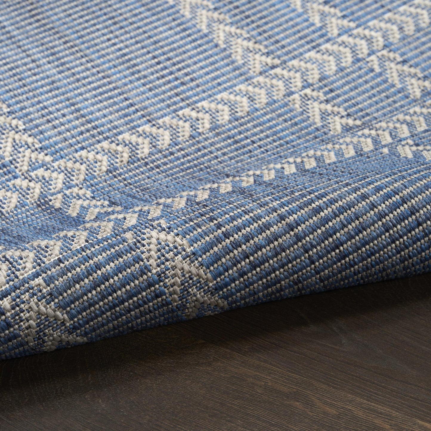 Horizon Grid HOZ04 Modern Geometric Patio Navy Blue Indoor & Outdoor Flatweave Rug