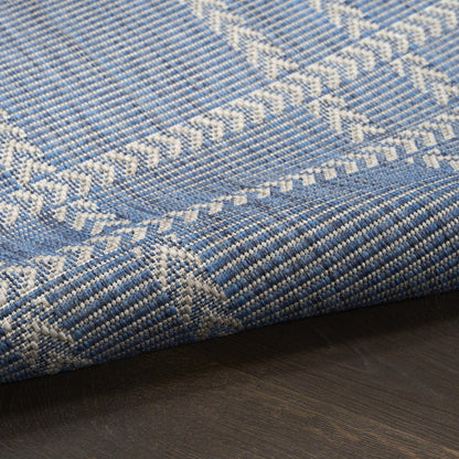 Horizon Grid HOZ04 Modern Geometric Patio Navy Blue Indoor & Outdoor Flatweave Rug