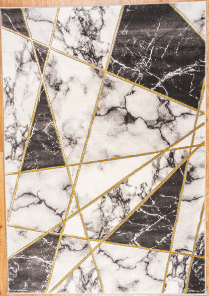 Bianco 185MA Luxurious Abstract Design Rug in Black Cream