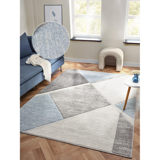 Orbit Lysa Geometric 3D Carved Grey Blue Rug – Modern Soft Textured Polyester Carpet for Hallway, Living Room, and Bedroom (Copy)