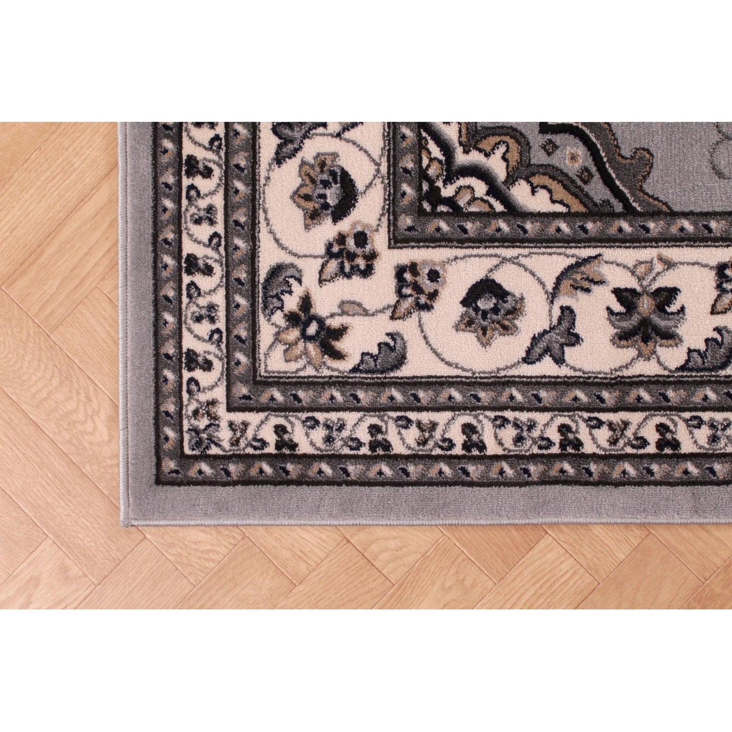 Sherborne Grauer Teppich, traditioneller klassischer orientalischer Schlafzimmer-/Wohnzimmerteppich 