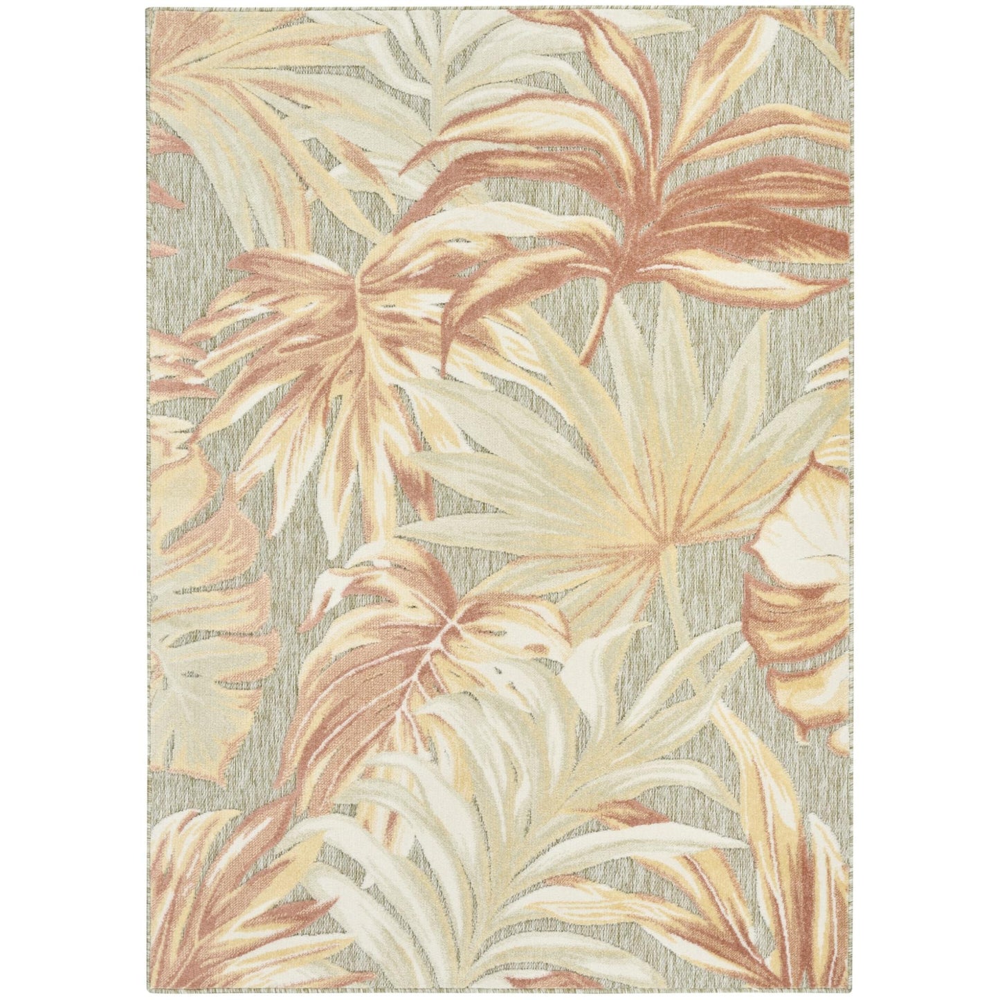 Aloha ALH43 Tropical Floral Ivory Sage Green Indoor & Outdoor Area Rug