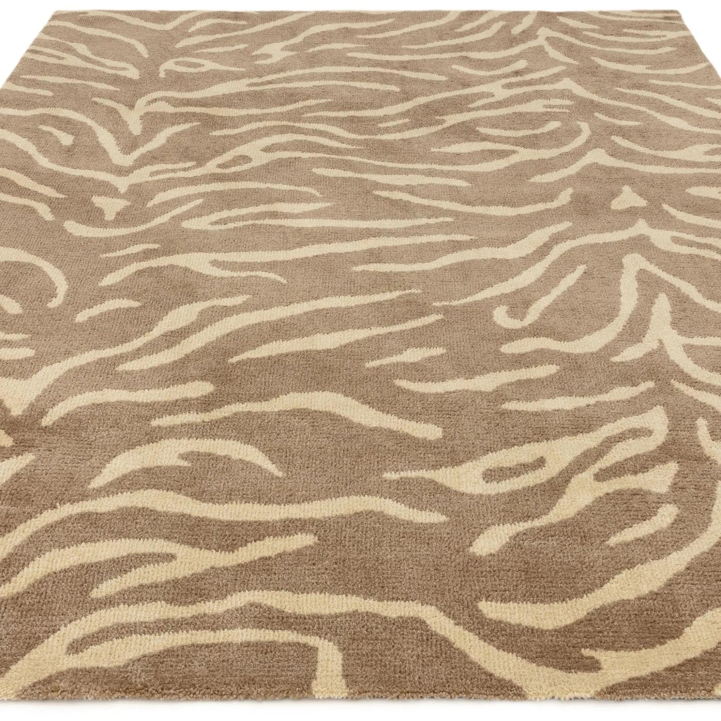 Wilder Tiger Taupe Animal Inspired Beige/Natural Rug – Modern Soft Textured Polyester Carpet